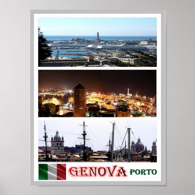 Italien - Ligurien - Genua - Mosaik - Hafen - Poster (Vorne)