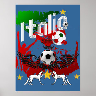 Italien lockert calcio Azzurri Italien fla Poster
