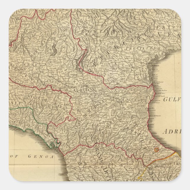 Italien Mitte, oben Quadratischer Aufkleber (Vorderseite)