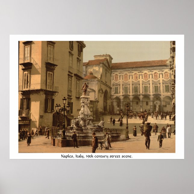 Italien, Neapel-Straße des 19. Jahrhunderts Poster (Vorne)