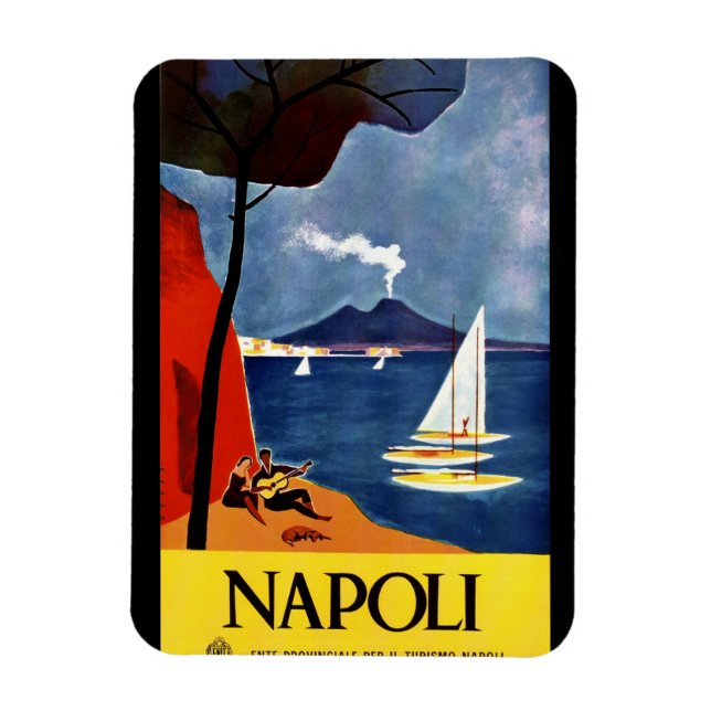 Italien Neapel Vintage Reiseposter Magnet (Vertikal)