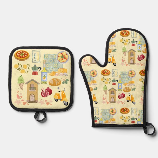 Italien Ofenhandschuh & Topflappen-Set (Vorderseite)