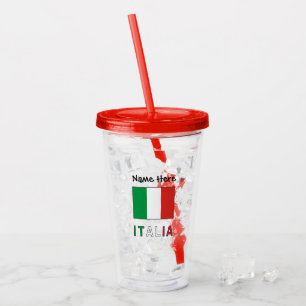 Italien Personalisierte Italienische Flagge Acryltrinkbecher