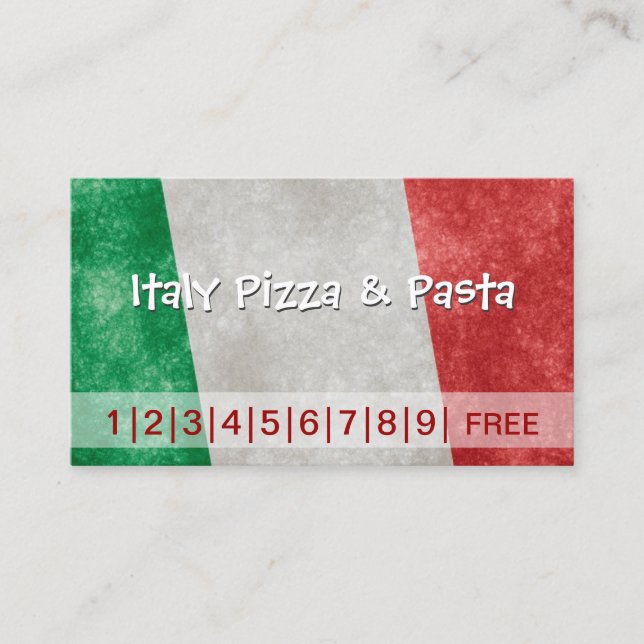Italien Pizza & Pasta Business Loyalty Punch Card Treuekarte (Vorderseite)