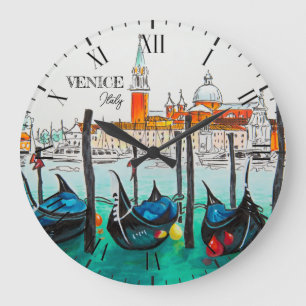 Italien Reise - VENEDIG Aquarell-Souvenir Große Wanduhr