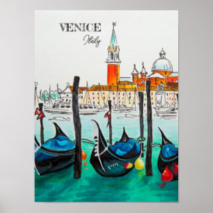 Italien Reise - VENEDIG Aquarell-Souvenir Poster