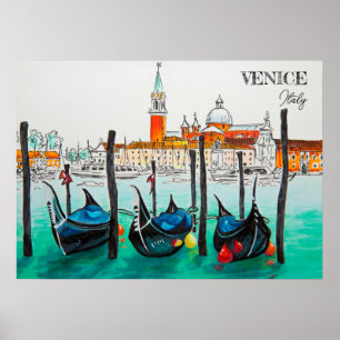 Italien Reise - VENEDIG Aquarell-Souvenir Poster