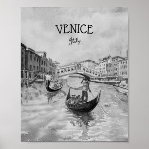 Italien Reise - VENEDIG schwarz-weiß Souvenir Poster
