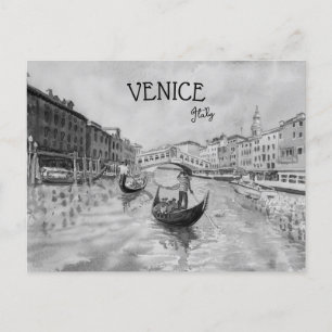 Italien Reise - VENEDIG schwarz-weiß Souvenir Postkarte