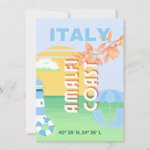 Italien Reisen Kunst, Amalfi Küste, Preppy, Blue Feiertagskarte
