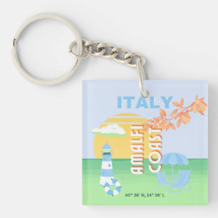Italien Reisen Kunst, Amalfi Küste, Preppy, Blue Schlüsselanhänger