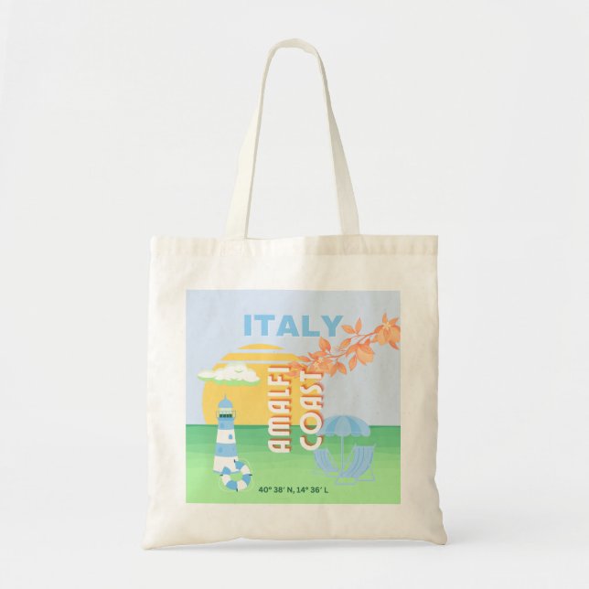 Italien Reisen Kunst, Amalfi Küste, Preppy, Blue Tragetasche (Vorne)
