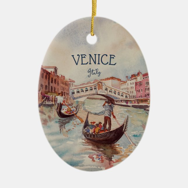 Italien Reisen - VENICE AquarellSouvenir Keramik Ornament (Vorne)
