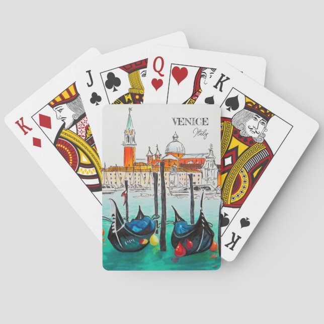 Italien Reisen - VENICE AquarellSouvenir Spielkarten (Rückseite)
