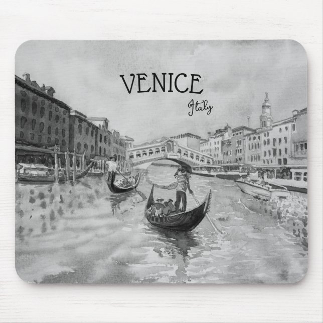 Italien Reisen - VENICE-Souvenir in Schwarz-Weiß Mousepad (Vorne)