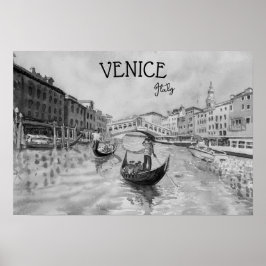 Italien Reisen - VENICE-Souvenir in Schwarz-Weiß Poster