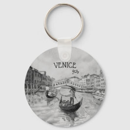 Italien Reisen - VENICE-Souvenir in Schwarz-Weiß Schlüsselanhänger