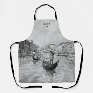 Italien Reisen - VENICE-Souvenir in Schwarz-Weiß Schürze