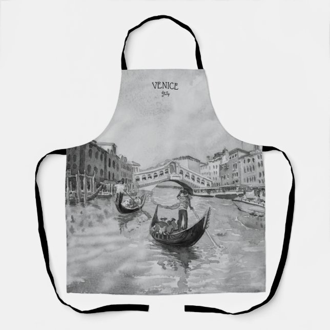 Italien Reisen - VENICE-Souvenir in Schwarz-Weiß Schürze (Vorderseite)