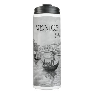 Italien Reisen - VENICE-Souvenir in Schwarz-Weiß Thermosbecher