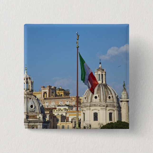 Italien, Rom. Italienische Flagge Button (Vorderseite)