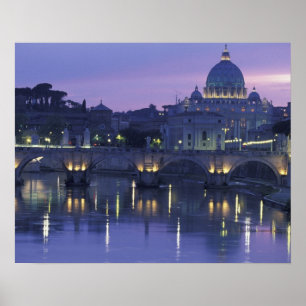 Italien, Rom Petersdom und Ponte Sant Angelo, Poster