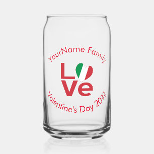 Italien Rot LOVE Flag Personalisiert  Dosenglas