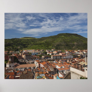 Italien, Sardinien, Bosa. Stadtansicht von Castell Poster