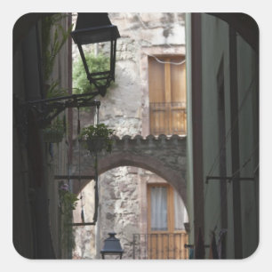 Italien, Sardinien, Bosa. Straßendetail. Quadratischer Aufkleber