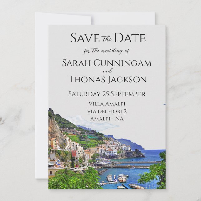Italien Save the Date, Amalfiküste, italienische H Einladung (Vorderseite)