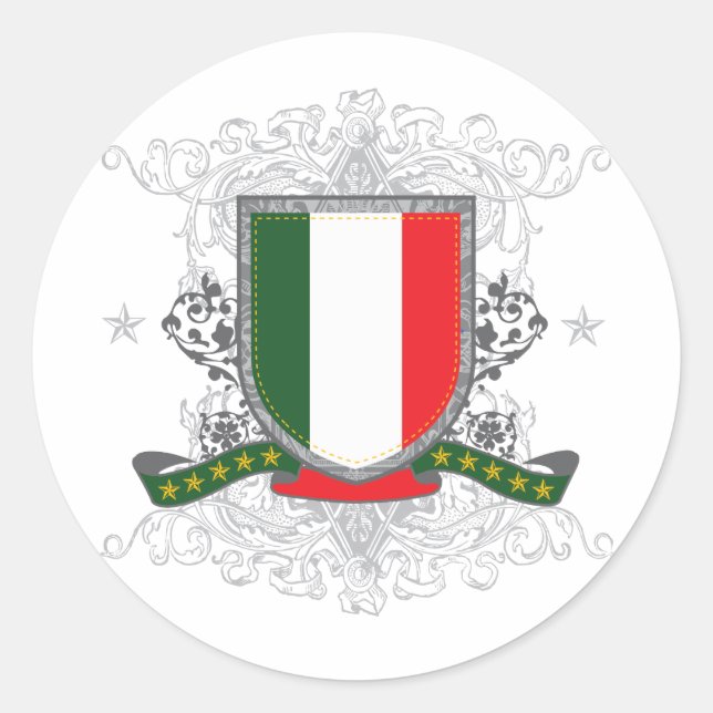 Italien-Schild Runder Aufkleber (Vorderseite)