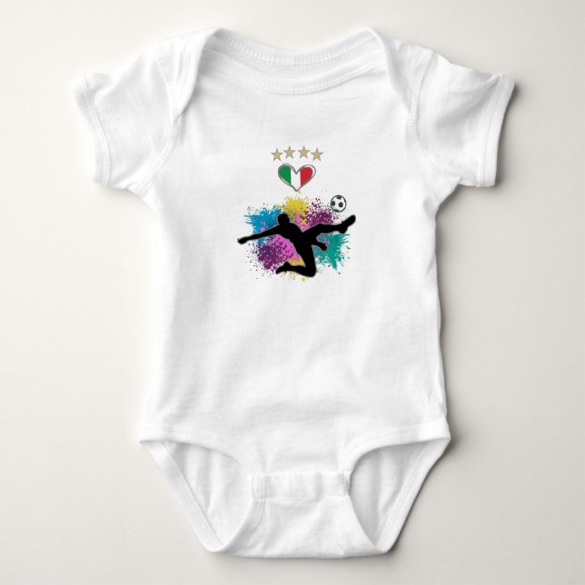 Italien Shirt-Flag-Splash für Fußball Baby Strampler (Vorderseite)