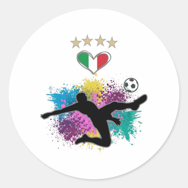 Italien Shirt-Flag-Splash für Fußball Runder Aufkleber (Vorderseite)