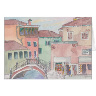 "Italien/Shopping" Wasserfarben-Sketch-Grußkarte