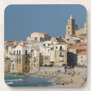 Italien, Sizilien, Cefalù, Stadtansicht mit Dom vo Untersetzer