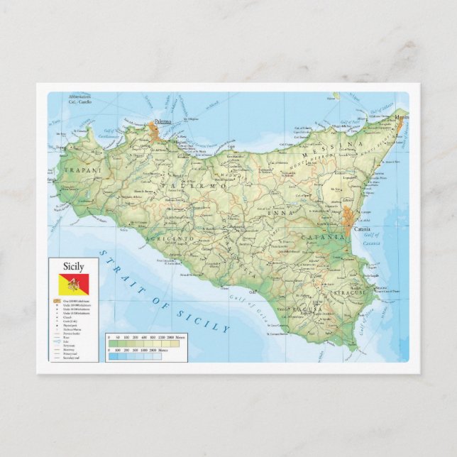 Italien - Sizilien - Karte Sizilien - (Vorderseite)