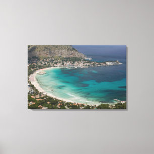 Italien, Sizilien, Mondello, Blick auf den Strand Leinwanddruck