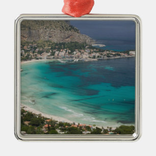 Italien, Sizilien, Mondello, Blick auf den Strand  Ornament Aus Metall