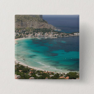 Italien, Sizilien, Mondello, Sicht auf den Strand  Button