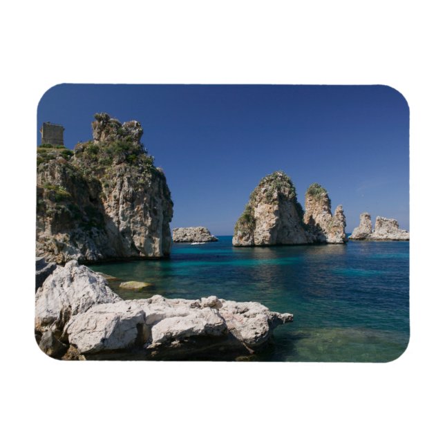 Italien, Sizilien, Scopello, Felsen von Tonnara Magnet (Horizontal)