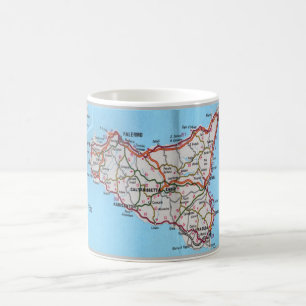 Italien - Sizilien - Sizilien-Karte - Kaffeetasse