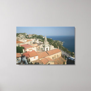 ITALIEN, Sizilien, TAORMINA: Aussicht auf Piazza I Leinwanddruck