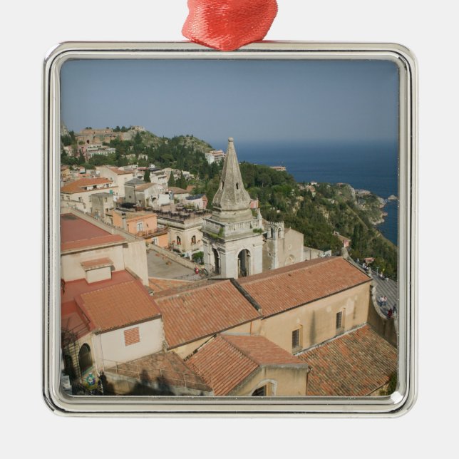 ITALIEN, Sizilien, TAORMINA: Aussicht auf Piazza I Silbernes Ornament (Vorne)