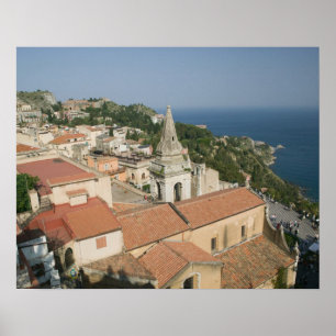 ITALIEN, Sizilien, TAORMINA: Blick auf die Piazza Poster