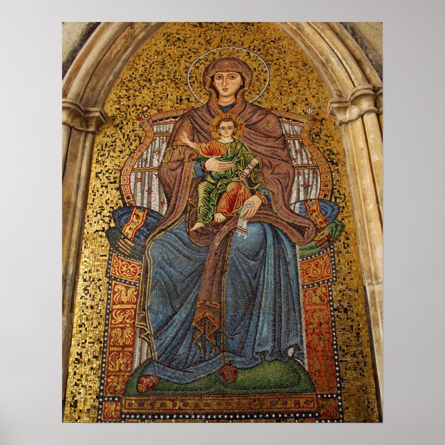 Italien, Sizilien, Taormina. Madonna & Kind Poster (Vorne)