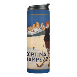 Italien Skifahren Vintage Reise Tauscher Thermosbecher