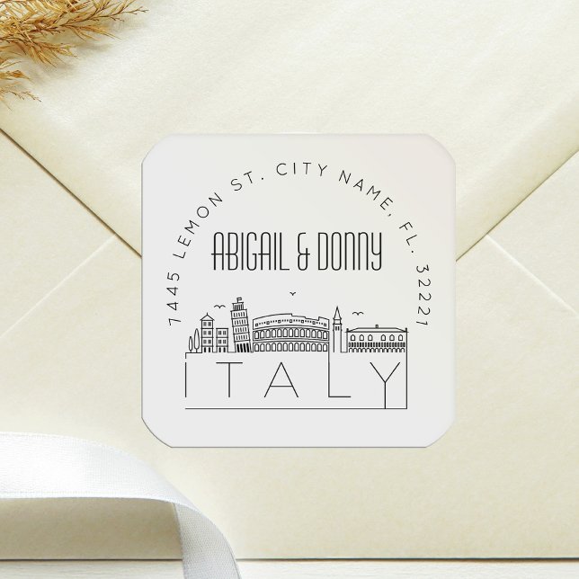 Italien Skyline | Voradressierter Umschlag Aufkleb Quadratischer Aufkleber (Von Creator hochgeladen)