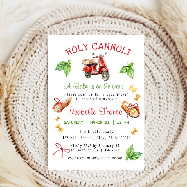 Italien Spaß Heilige Cannoli Kinderdusche Einladun Einladung (Italian Holy Cannoli Baby Shower Invitation)