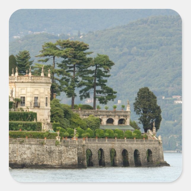 Italien, Stresa, Lago Maggiore, Isola Bella 2 Quadratischer Aufkleber (Vorderseite)
