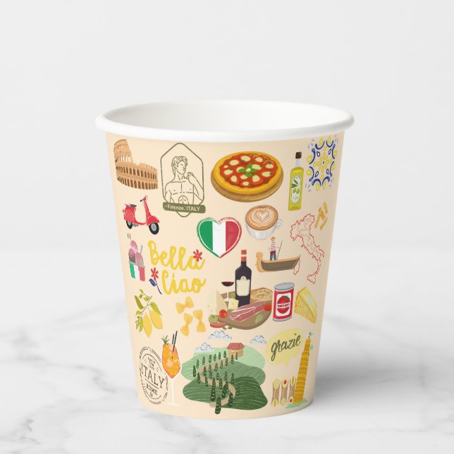 Italien Symbole für Reisende Pappbecher (Vorderseite)